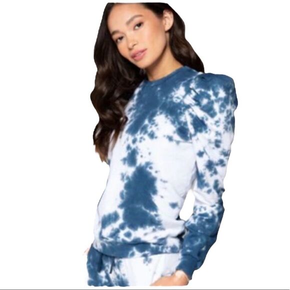 AGF - ALL GOOD FEELS Sloan Puff Sleeve Pullover in Nautical Tie Dye - Picture 1 of 7